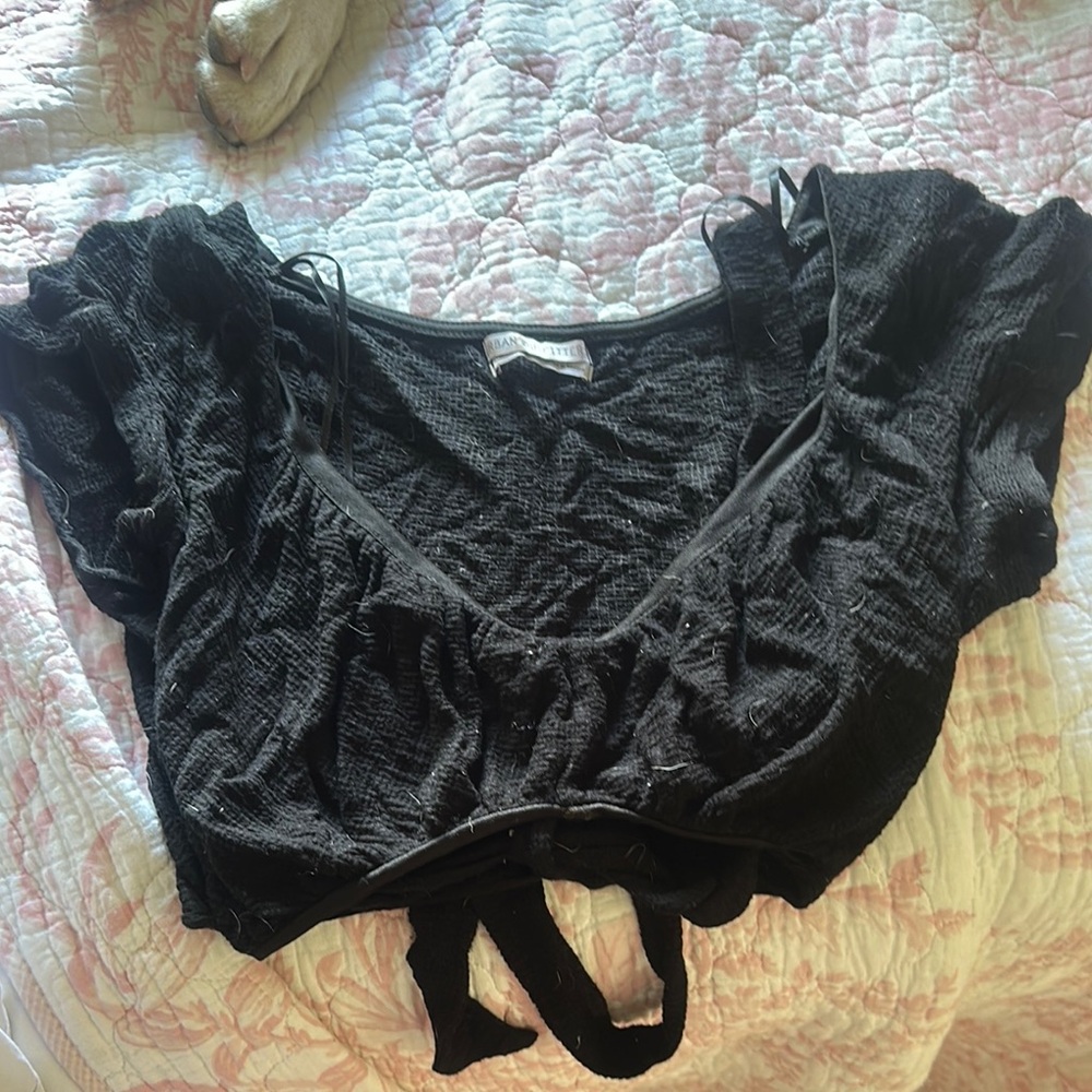 Black Textured Crop Top